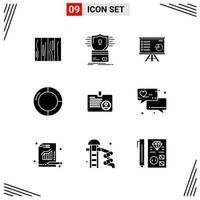 9 Icons Solid Style Grid Based Creative Glyph Symbols for Website Design Simple Solid Icon Signs Isolated on White Background 9 Icon Set vector