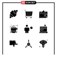 Set of 9 Solid Style Icons for web and mobile Glyph Symbols for print Solid Icon Signs Isolated on White Background 9 Icon Set vector