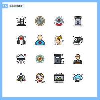 Universal Icon Symbols Group of 16 Modern Flat Color Filled Lines of help medicine gps bottle navigation Editable Creative Vector Design Elements