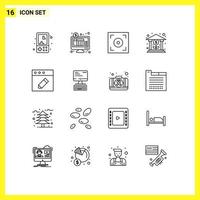 Modern Set of 16 Outlines Pictograph of edit growth online banking money bank Editable Vector Design Elements