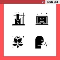 paquete de 4 iconos símbolos de glifo de estilo sólido sobre fondo blanco signos simples para diseño general vector