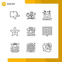 9 Icon Set Line Style Icon Pack Outline Symbols isolated on White Backgound for Responsive Website Designing vector