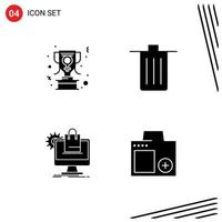 4 Creative Icons Modern Signs and Symbols of achievement shopping women sign delete ecommerce Editable Vector Design Elements