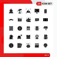 Universal Icon Symbols Group of 25 Modern Solid Glyphs of oil width startup tv photography Editable Vector Design Elements