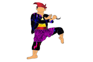 hombres posando baile silat soporte una pierna con agarre kerambit png