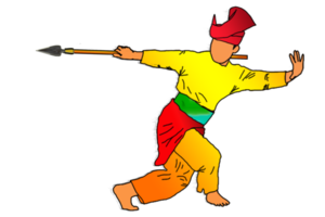 Silat-Krieger, der Silat mit Speer tanzt png