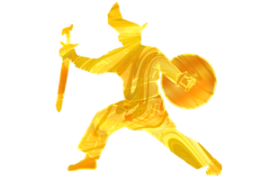 logo beweging krijger silat houden zonnendang blad en schild png