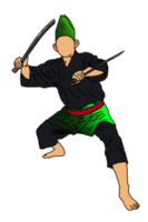silat warrior hold two machete png