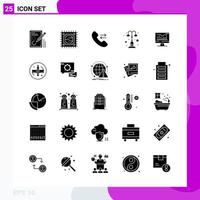 Solid Icon set Pack of 25 Glyph Icons isolated on White Background for Web Print and Mobile vector