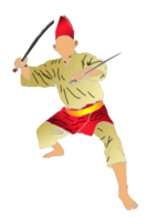 silat warrior hold two machete png