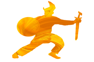 logo beweging krijger silat houden zonnendang blad en schild png