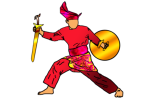logo movimiento guerrero silat sostener sundang espada y escudo png