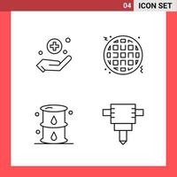 4 Icon Pack Line Style Outline Symbols on White Background Simple Signs for general designing vector