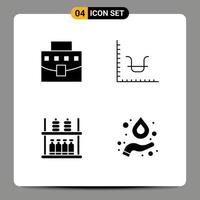 4 Universal Solid Glyph Signs Symbols of user goods office graph supermarket Editable Vector Design Elements