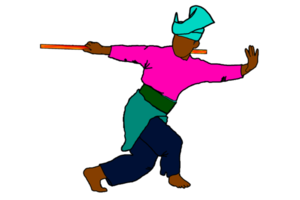 silat warrior doing dance silat with rattan png