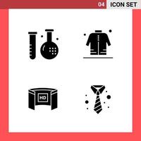 4 Icon Pack Solid Style Glyph Symbols on White Background Simple Signs for general designing vector