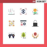 Pack of 9 creative Flat Colors of browser pp vision network blockchain Editable Vector Design Elements