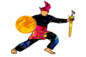 logotipo movimento guerreiro silat segure sundang lâmina e escudo png