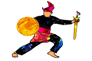 logo mouvement guerrier silat tenir sundang lame et bouclier png