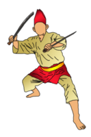 silat warrior hold two machete png