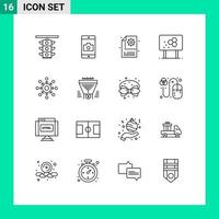 conjunto de 16 iconos de interfaz de usuario modernos símbolos signos para lápiz química cámara biología configuración elementos de diseño vectorial editables vector