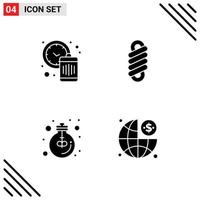 Pictogram Set of Simple Solid Glyphs of clock lamp waste coil office Editable Vector Design Elements