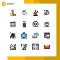 Group of 16 Flat Color Filled Lines Signs and Symbols for eid fashion robot coat internet of things Editable Creative Vector Design Elements