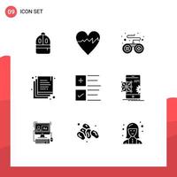 9 Universal Solid Glyphs Set for Web and Mobile Applications api plus device tick duplicate Editable Vector Design Elements