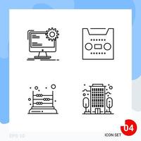 Modern Pack of 4 Icons Line Outline Symbols isolated on White Backgound for Website designing vector