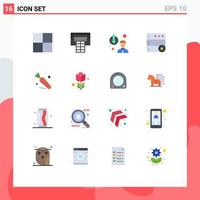 Set of 16 Modern UI Icons Symbols Signs for rose flower database easter food Editable Pack of Creative Vector Design Elements