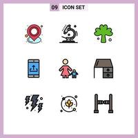 Universal Icon Symbols Group of 9 Modern Filledline Flat Colors of smartphone mobile science application irish Editable Vector Design Elements