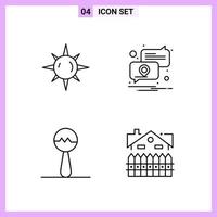 4 Icons in Line Style Outline Symbols on White Background Creative Vector Signs for Web mobile and Print