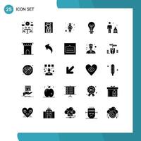 Set of 25 Modern UI Icons Symbols Signs for investor business hand watch light creative Editable Vector Design Elements