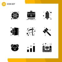 9 Icon Set Solid Style Icon Pack Glyph Symbols isolated on White Backgound for Responsive Website Designing vector