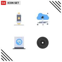 conjunto moderno de 4 iconos planos pictograma de la nube caliente de la oficina del calentador que transmite elementos de diseño vectorial editables vector