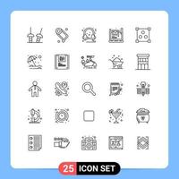 Group of 25 Lines Signs and Symbols for design notification speaker laptop computer Editable Vector Design Elements