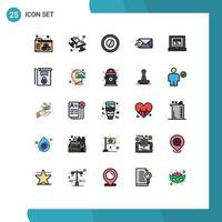 Pictogram Set of 25 Simple Filled line Flat Colors of rules gdpr tablet website browser Editable Vector Design Elements