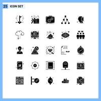 Set of 25 Modern UI Icons Symbols Signs for head network star link progress Editable Vector Design Elements