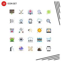 Mobile Interface Flat Color Set of 25 Pictograms of epidemic bacteria online corona find Editable Vector Design Elements