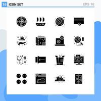 Solid Glyph Pack of 16 Universal Symbols of hand real irish estate money Editable Vector Design Elements