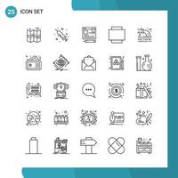 Vector Pack of 25 Outline Symbols Line Style Icon Set on White Background for Web and Mobile