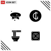 Pixle Perfect Set of 4 Solid Icons Glyph Icon Set for Webite Designing and Mobile Applications Interface vector