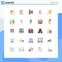 Mobile Interface Flat Color Set of 25 Pictograms of thinking human program head eight Editable Vector Design Elements