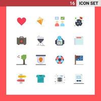 conjunto de 16 iconos de interfaz de usuario modernos signos de símbolos para bolsa planeta educación bandera espacial paquete editable de elementos de diseño de vectores creativos