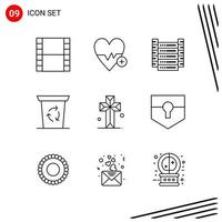 colección de 9 iconos vectoriales en estilo de línea píxel símbolos de contorno perfecto para web y signos de iconos de línea móvil sobre fondo blanco 9 iconos vector