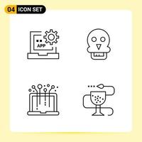 4 Creative Icons for Modern website design and responsive mobile apps 4 Outline Symbols Signs on White Background 4 Icon Pack vector