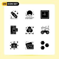 9 Creative Icons for Modern website design and responsive mobile apps 9 Glyph Symbols Signs on White Background 9 Icon Pack vector