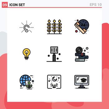 Modern Set of 9 Filledline Flat Colors and symbols such as fast food inspirating hours insight glow Editable Vector Design Elements