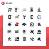 Universal Icon Symbols Group of 25 Modern Filled line Flat Colors of vote political ecommerce campaign love Editable Vector Design Elements