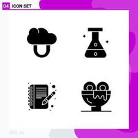 Solid Icon set Pack of 4 Glyph Icons isolated on White Background for Web Print and Mobile vector
